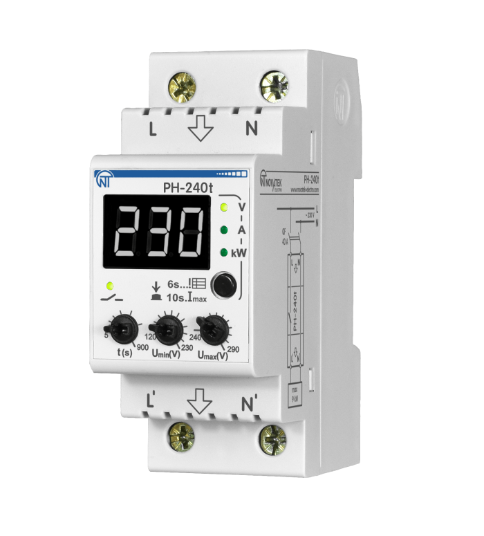 Мультифункціональне реле напруги РН-240Т White, Новатек-Електро