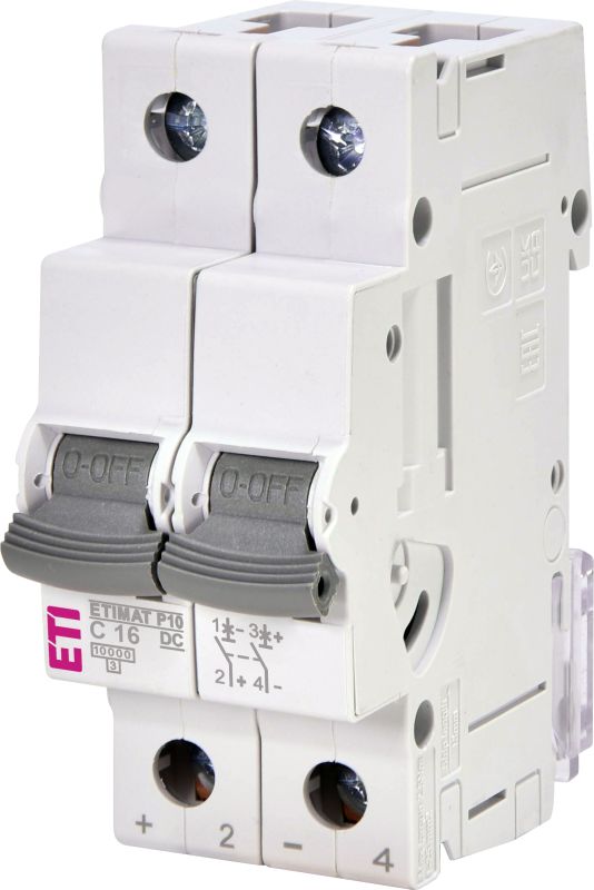 Автоматичний вимикач ETIMAT P10 DC 2p 16A, тип C, 10kA, ETI [1903230]