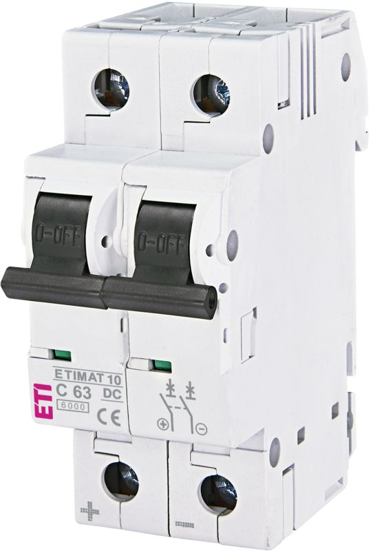 Автоматичний вимикач ETIMAT 10 DC 2p 63A, тип C, 6kA, ETI [2138722]