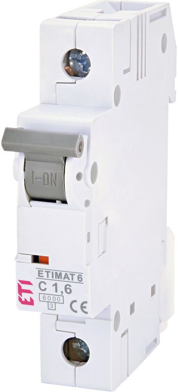 Автоматичний вимикач ETIMAT 6 1p 1.6А, тип C, 6 kA, ETI [002141507]