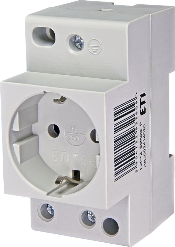 Розетка на DIN-рейку t-2P+Z Schuko (P), ETI [002414020]