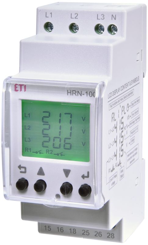 Багатофункціональне реле контролю напруги HRN-100 (3F, 2x5A_AC1), ETI [002470303]