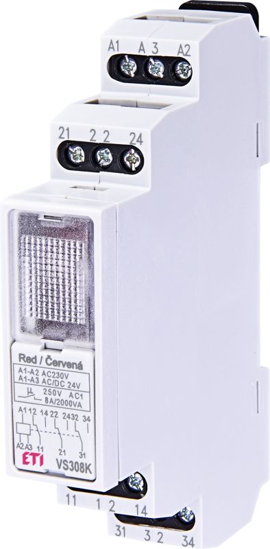 Проміжне реле VS308K 24/230V (3x8A_AC1), ETI [002471204]