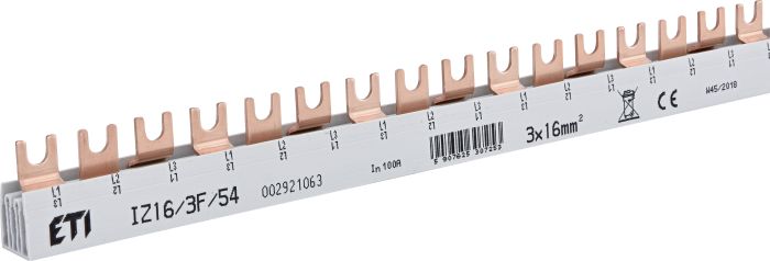 Шина живлення вилочна IZ 16/3F/54, 100А, 3P, 1 метр, 54 мод, ETI [002921063]