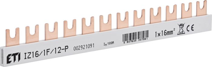 Шина живлення вилочна IZ 16/1F/12, 100А, 1P, 0.21 метр, 12 мод, ETI [002921091]