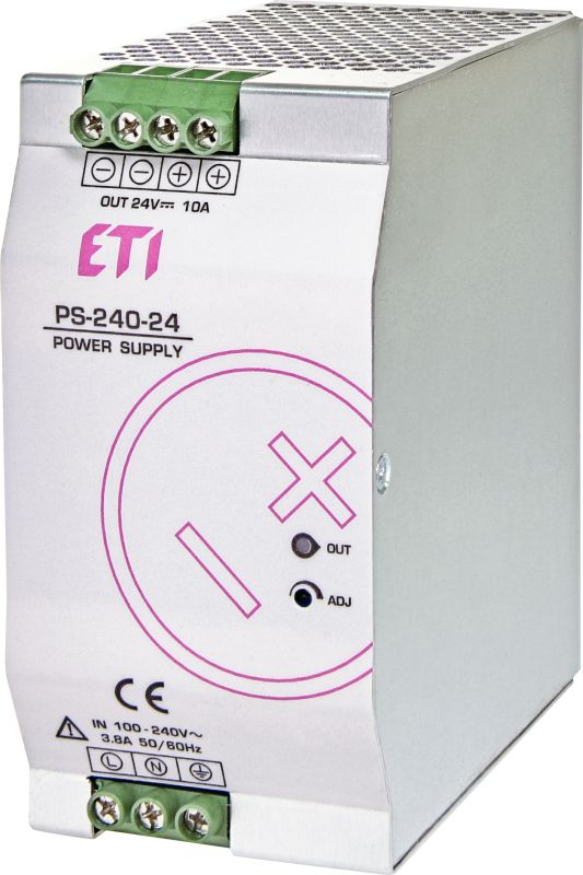 Блок живлення PS-240-24 (Вхід: 100-240V AC/140-340V DC; Вихід: 24-28V DC/240W/10A), ETI [004656683]
