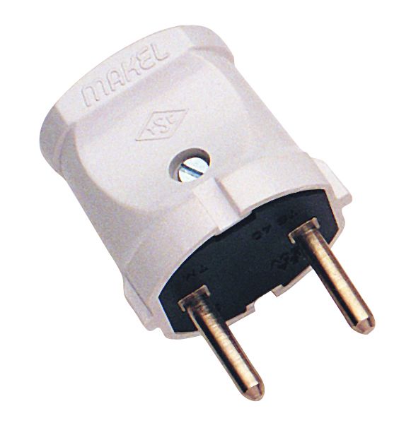 Вилка штепсельна без з/к, білий, Makel [10001]