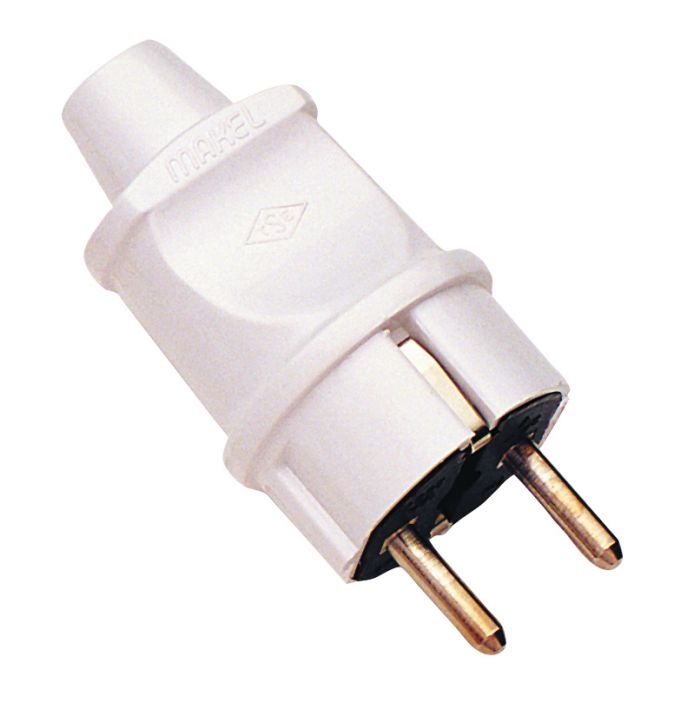Вилка штепсельна із з/к білий, Makel [10002]