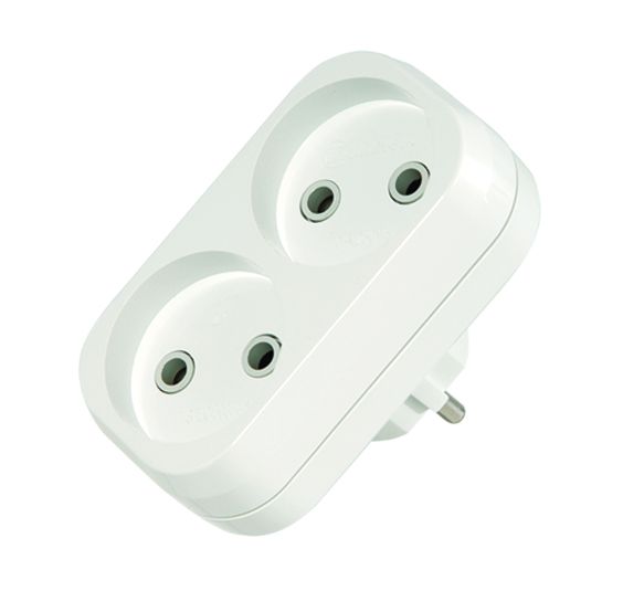 Розетка подвійна (двійник) без з/к, 2 гнізда, білий, Makel [10030]