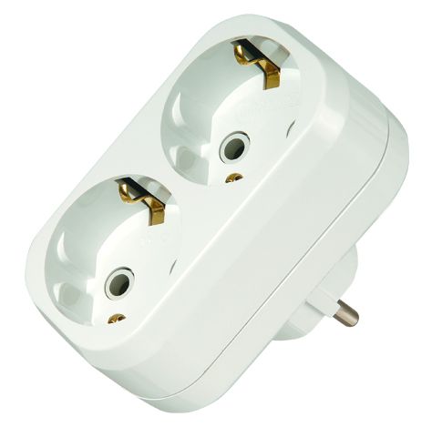 Розетка подвійна (двійник) із з/к, 2 гнізда, білий, Makel [10031]