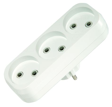 Розетка потрійна (трійник) без з/к, 3 гнізда, білий, Makel [10032]