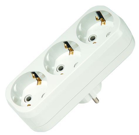 Розетка потрійна (трійник) із з/к, 3 гнізда, білий, Makel [10033]