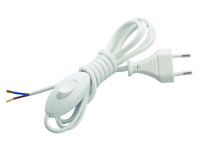 Провід з вилкою та вимикач для бра, білий, Makel [10035]