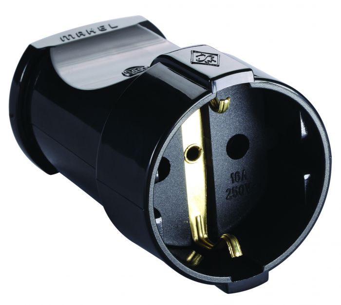 Розетка штепсельна із з/к, чорний, Makel [10053]