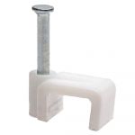 Скоба (кліпса) кабельна плоска F-14 біла (100шт), TAKEL [502349]