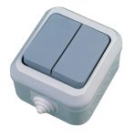 Вимикач двоклавішний, без підсвітки, сірий, Makel [18101]