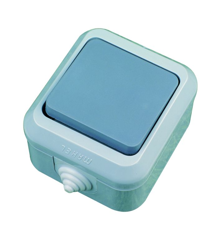 Вимикач прохідний одноклавішний, без підсвітки, сірий, Makel [18103]