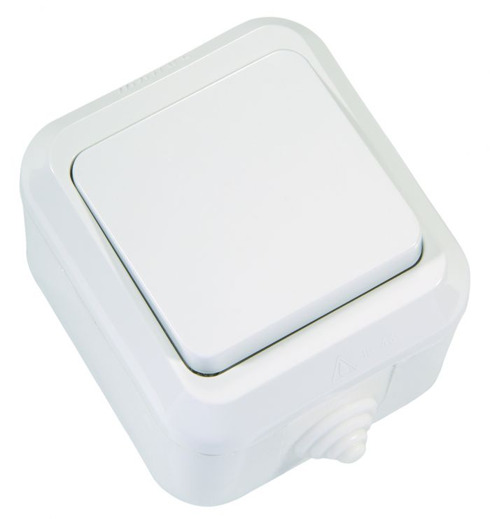 Вимикач прохідний одноклавішний, без підсвітки, білий, Makel [18303]