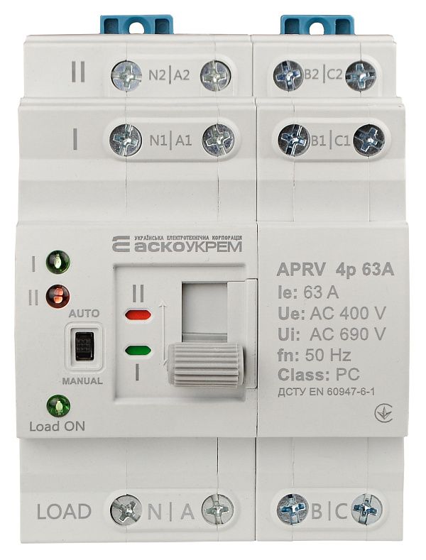 Автоматичний перемикач вводу (I-II) APRV 4P 63A, ACKO [A0010230007]