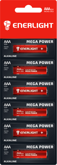 Батарейка Mega Power AAA, MB 1x6 шт, Enerlight [90030101]