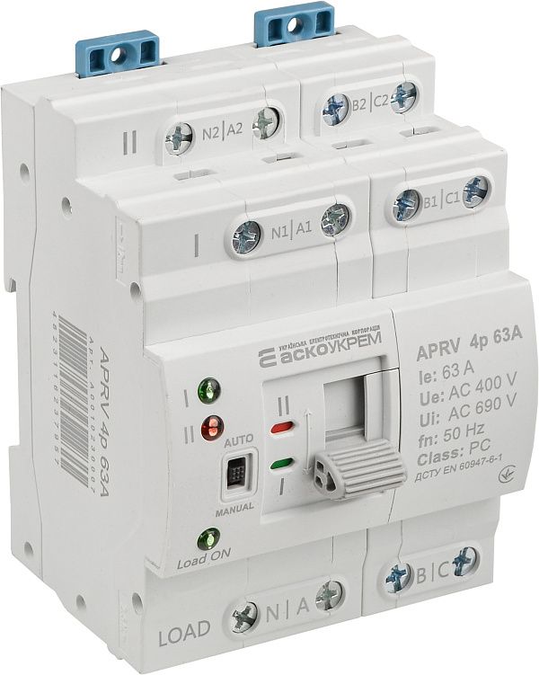 Автоматичний перемикач вводу (I-II) APRV 4P 63A, ACKO [A0010230007]