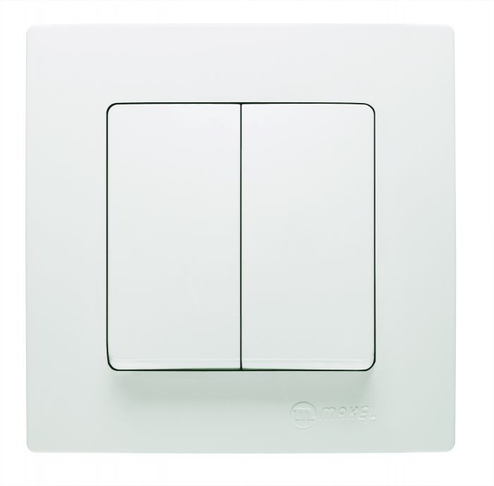 Вимикач двоклавішний Lillium Natural Kare, без підсвітки, білий, Makel [32001003]