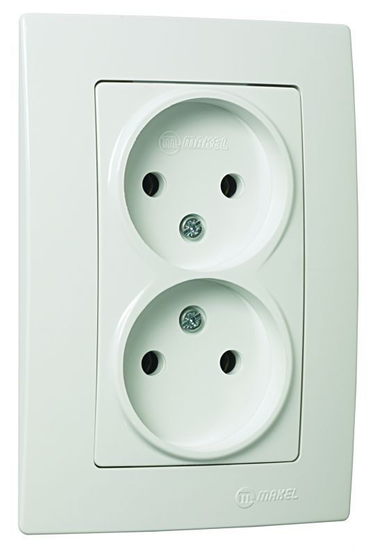 Розетка подвійна без з/к Lillium Natural Kare, без шторок, білий, Makel [32001017]