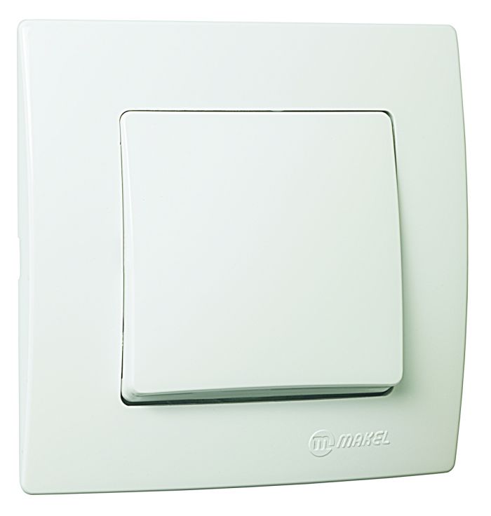 Вимикач перехресний одноклавішний Lillium Natural Kare, без підсвітки, білий, Makel [32001020]
