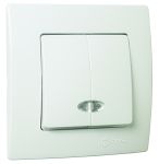 Вимикач двоклавішний Lillium Natural Kare, з підсвіткою, білий, Makel [32001023]