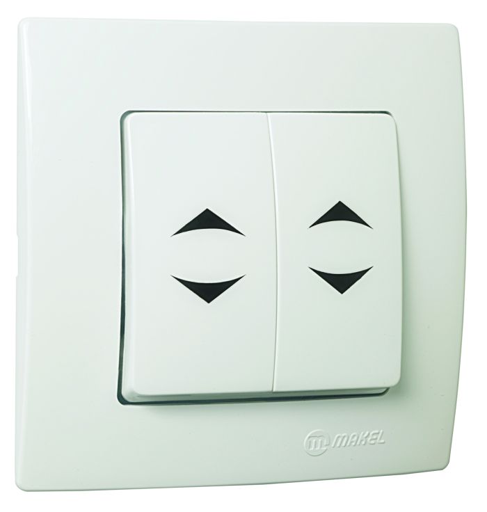 Вимикач прохідний двоклавішний Lillium Natural Kare, без підсвітки, білий, Makel [32001026]