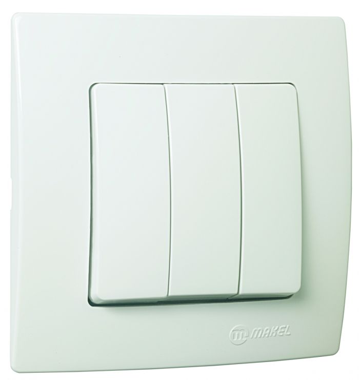 Вимикач триклавішний Lillium Natural Kare, без підсвітки, білий, Makel [32001091]