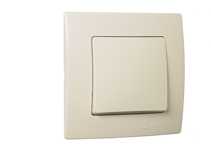 Вимикач одноклавішний Lillium Natural Kare, без підсвітки, кремовий, Makel [32010001]