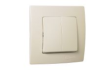 Вимикач двоклавішний Lillium Natural Kare, без підсвітки, кремовий, Makel [32010003]