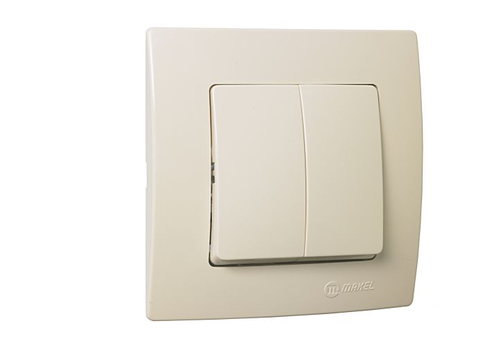 Вимикач двоклавішний Lillium Natural Kare, без підсвітки, кремовий, Makel [32010003]