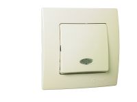 Вимикач одноклавішний Lillium Natural Kare, з підсвіткою, кремовий, Makel [32010021]