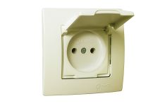 Розетка з кришкою Lillium Natural Kare, із з/к, без шторок, кремовий, Makel [32010029]