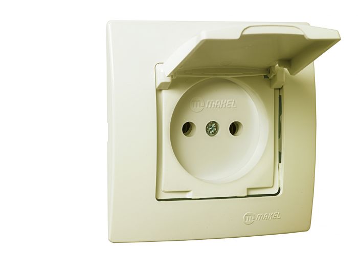 Розетка з кришкою Lillium Natural Kare, із з/к, без шторок, кремовий, Makel [32010029]