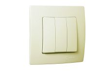 Вимикач триклавішний Lillium Natural Kare, без підсвітки, кремовий, Makel [32010091]