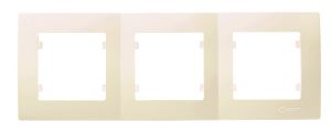 Рамка тримісна горизонтальна Lilium Natural Kare, кремовий, Makel [32010703]