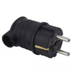Вилка каучукова кутова AKEF 2Р+РЕ, 16А, IP44, чорна, Bylion [403351]