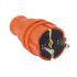 Вилка каучукова пряма KEF-O 2Р+РЕ, 16А, IP44, помаранчева, Bylion [403360]