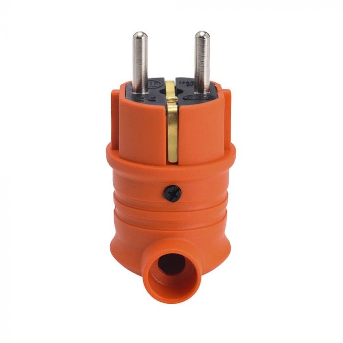 Вилка каучукова кутова AKEF-O 2Р+РЕ, 16А, IP44,  помаранчева, Bylion [403361]