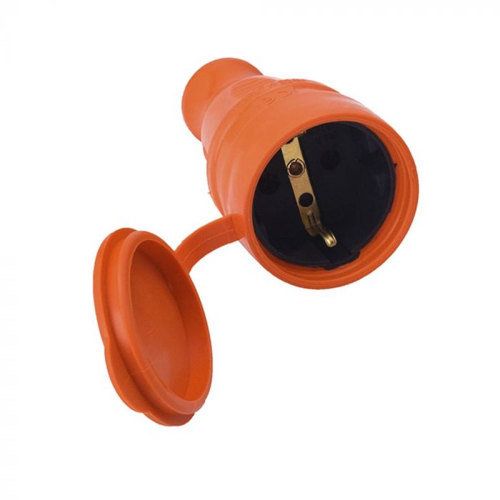 Розетка каучукова переносна KDP-O 2Р+РЕ 16А IP44 помаранчева, Bylion [403364]