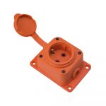 Розетка каучукова стаціонарна 1KMP-O 2Р+РЕ, 16А, IP44,  помаранчева, Bylion [403366]