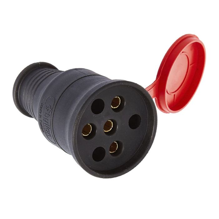 Розетка каучукова переносна KDPT 3Р+РЕ 25А, IP44, Bylion [403371]