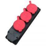 Розетка каучукова тримісна стаціонарна 3KMPT 3Р+РЕ 3х25А, IP44, Bylion [403374]