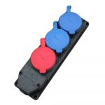 Розетка каучукова тримісна стаціонарна 1T2M 3Р+РЕ 25А/2Р+РЕ 2х16А, IP44, Bylion [403375]