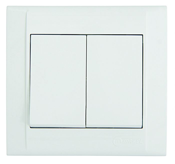 Вимикач двоклавішний Defne без підсвітки, білий, Makel [42001003]