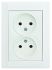 Розетка подвійна без з/к Defne, без шторок, білий, Makel [42001017]