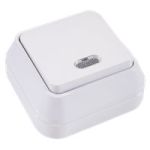 Вимикач одноклавішний з підсвіткою, білий, Makel [45121]